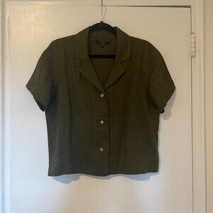Quince 100% European Linen Martini Olive Short Sleeve Shirt